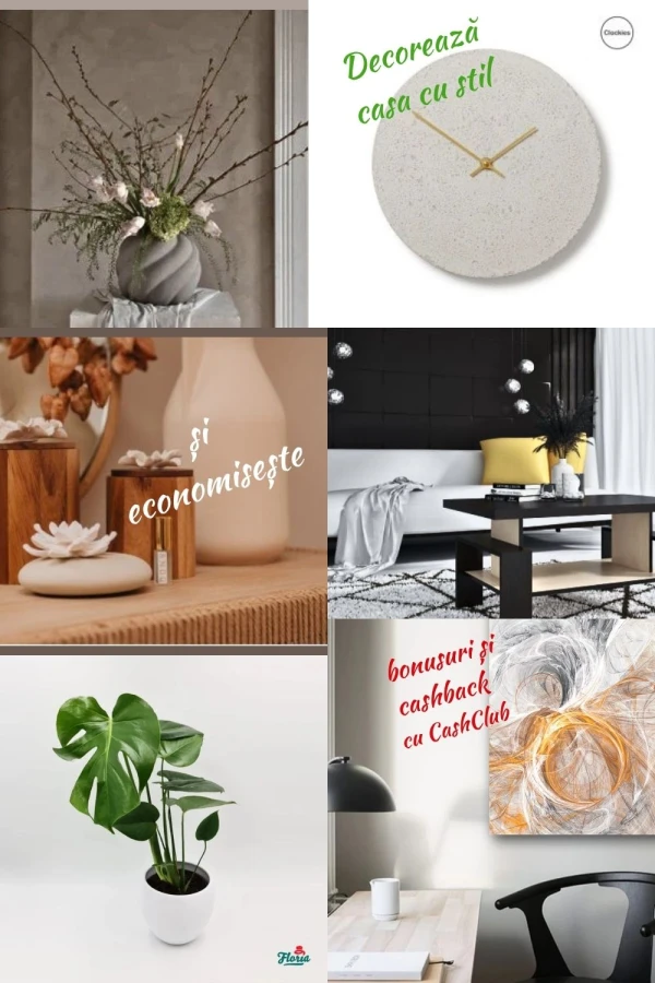 profită de bonusuri și cashcback pentru decorul casei cu plante și decorațiuni